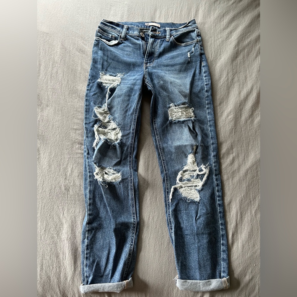 SO dark wash ripped jeans